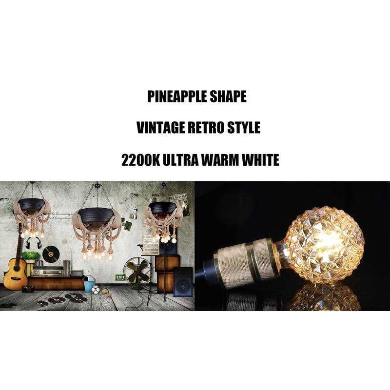 Vintage LED Edison Bulb G95 G30 4W Dimmable LED Filament Bulb Globe Pineapple Shaped Light Bulb 2300K Warm White E26 400Lumen - Image 4