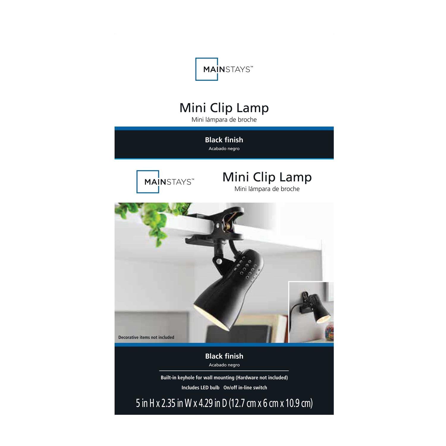 Mainstays 5 Metallic Black Adjustable Mini Clip Lamp - Image 5