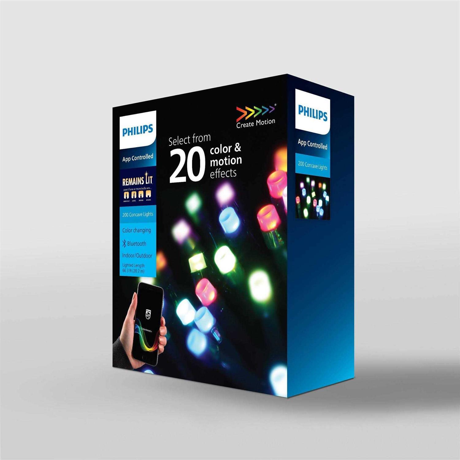 New Philips 200ct LED App-Controlled Color Changing Create Motion Dome String Lights - Image 3