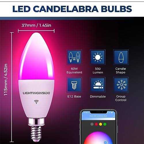 Lightinginside E12 Smart Bulbs Equivalent, 6W 500lm, Candelabra LED Bulbs Work with Alexa and Google Assistant - Image 5