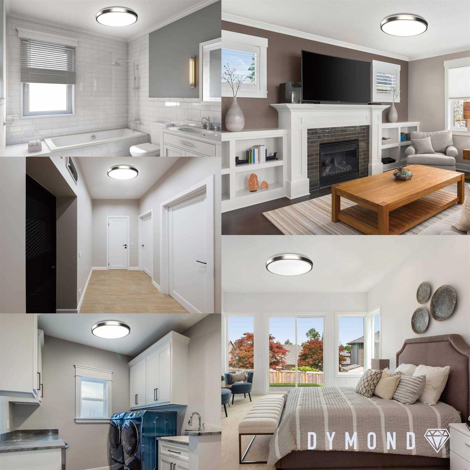 DYMOND 10 inch LED Ceiling Light Flush Mount Dimmable Brushed Nickel - Image 3