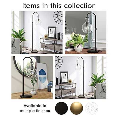 Hudson & Canal Verona Arc Table Lamp Blackened Bronze with Clear Glass Shade TL0798 - Image 3