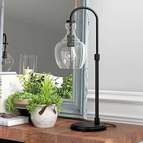 Hudson & Canal Verona Arc Table Lamp Blackened Bronze with Clear Glass Shade TL0798 - Image 4