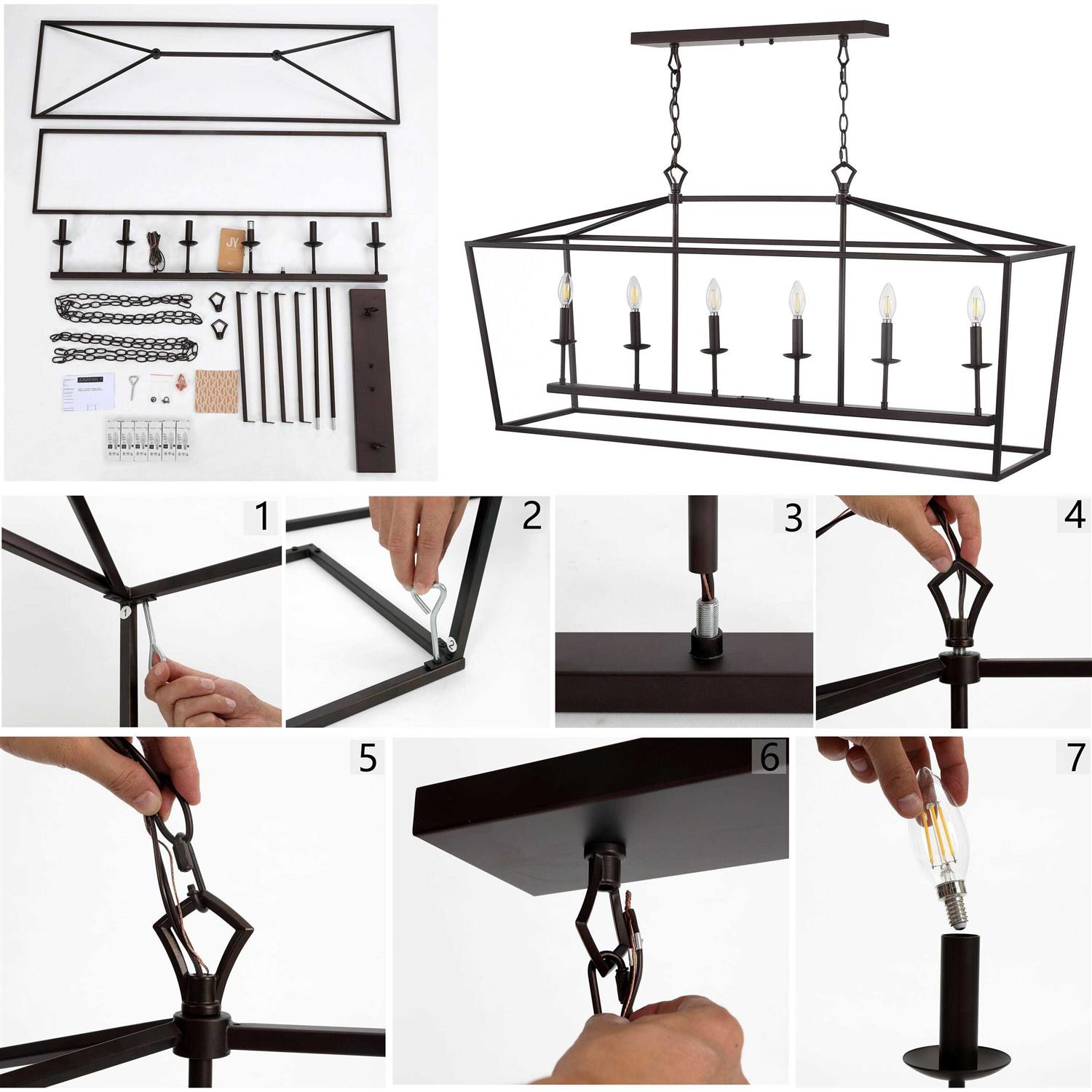 JONATHAN Y Pagoda 49 Linear 6-Bulb Classic Traditional Metal LED Pendant - Image 4