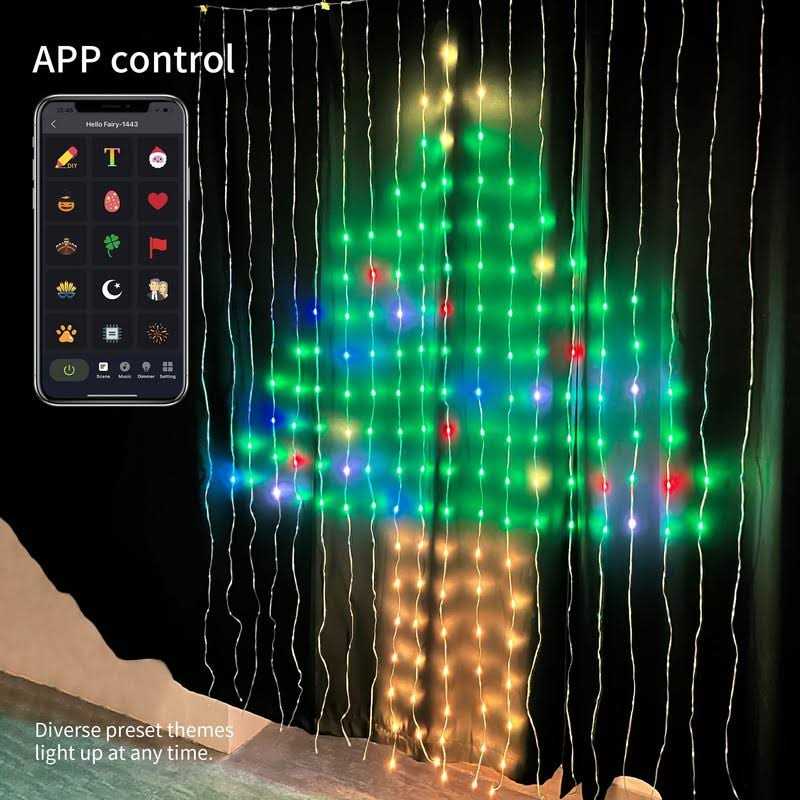 Avatar Controls Curtain Lights with Christmas Patterns Programmable & Music-Sync Curtain String Lights - Image 4