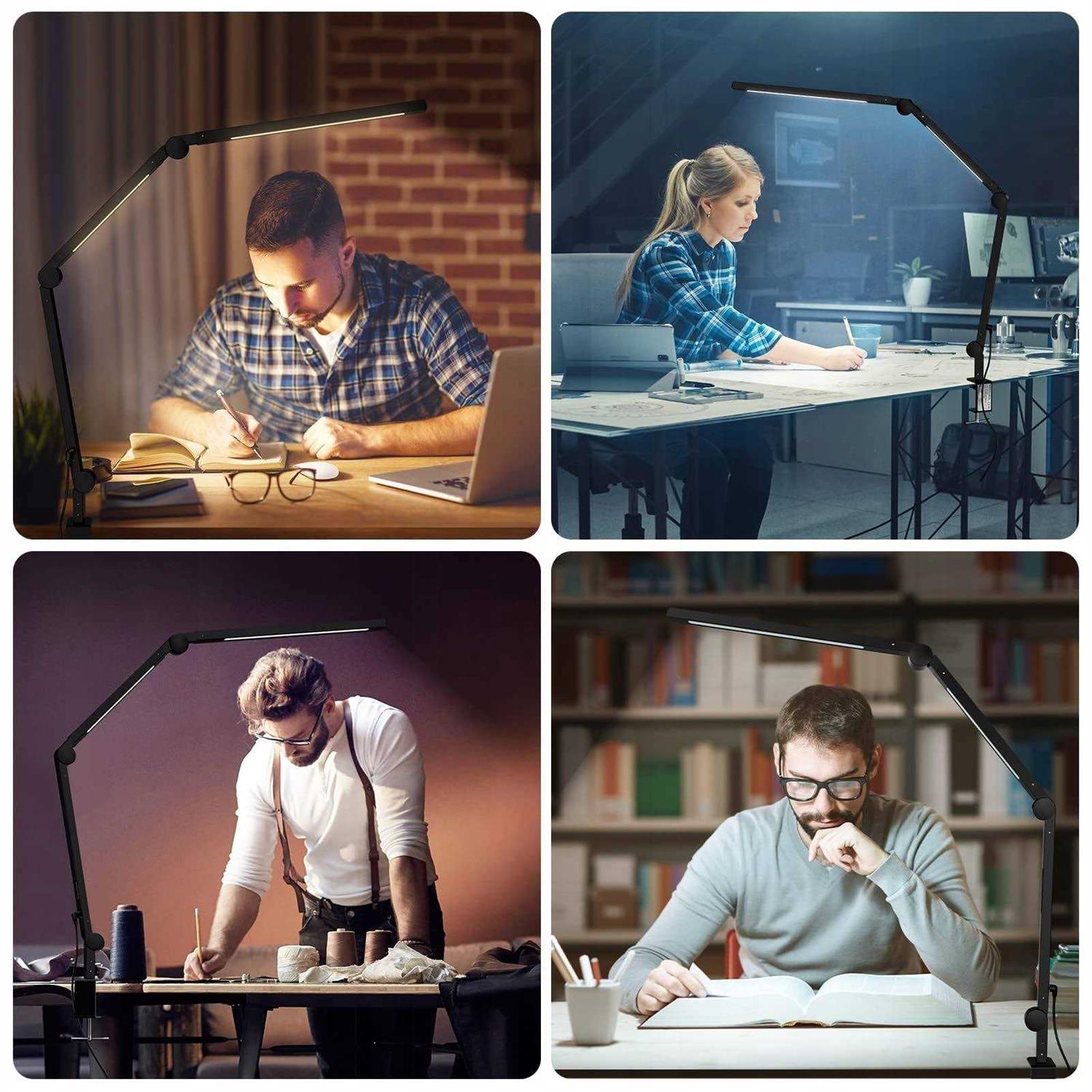 Mediacous Led Desk Lamp with Clamp Dual Light Desk Lamp with Swing Arm - Image 3