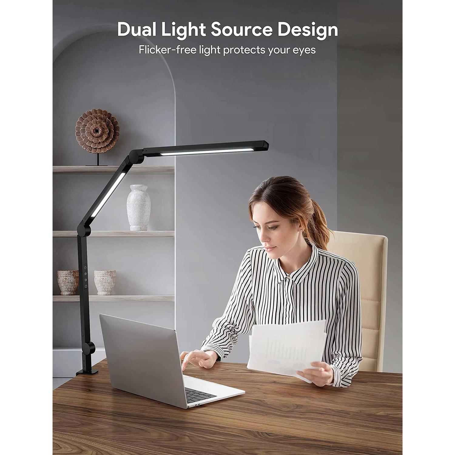 Mediacous Led Desk Lamp with Clamp Dual Light Desk Lamp with Swing Arm - Image 4