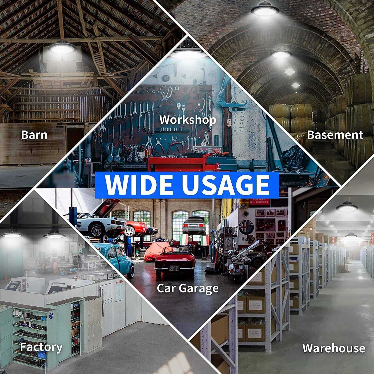 Hugtek UFO LED High Bay Light 100W 14000 LM with US Plug 5ft Cable - Image 5