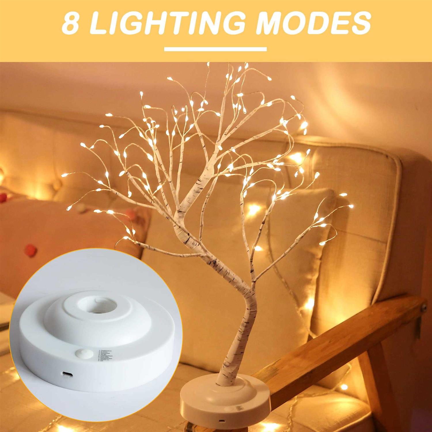 Tabletop Bonsai Tree Light,108L LED Tree Lamp,Fairy Light Tree with 8 Modes & 6 Hrs Timer,Artificial Tree with Lights USB & Battery Operated,Lighted - Image 4