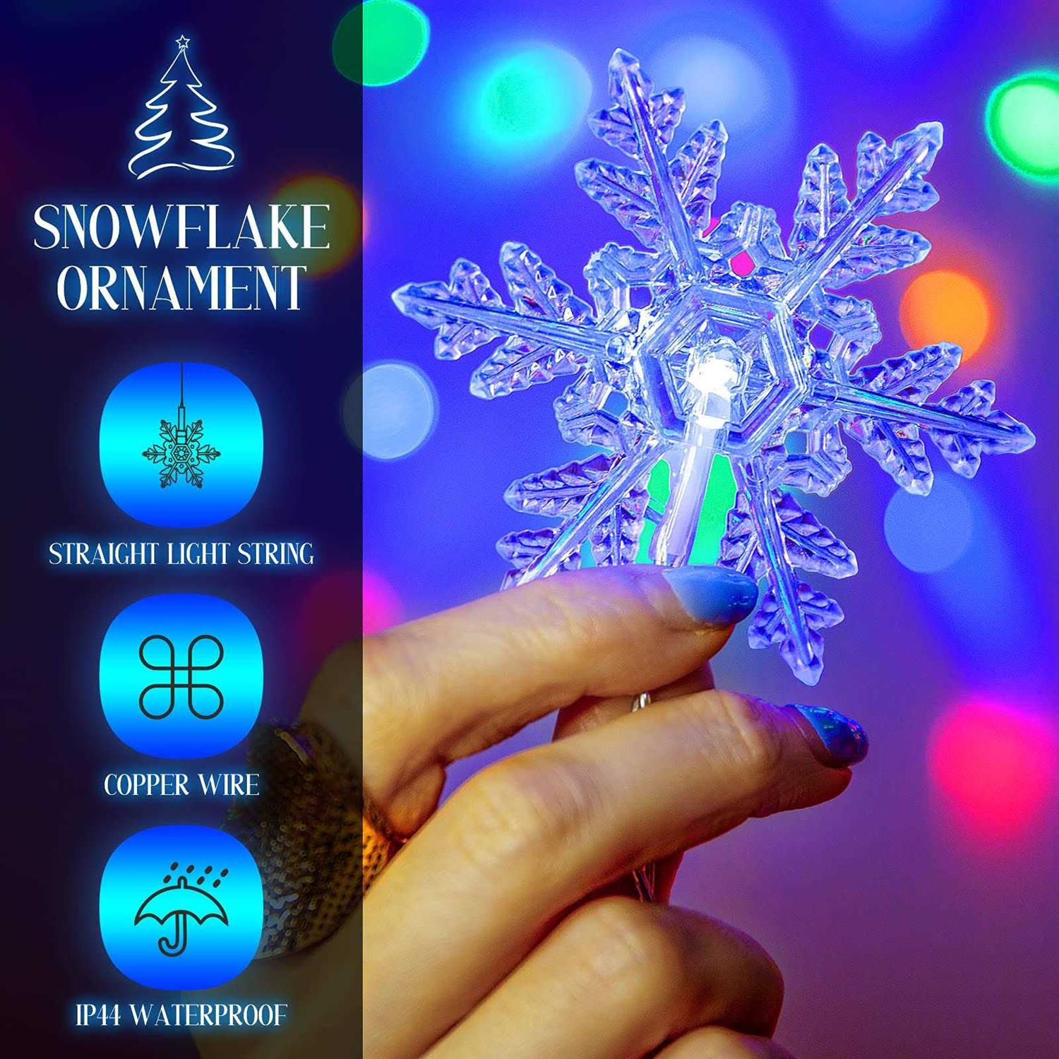 Areker Snowflake Icicle Christmas Lights Outdoor 9Modes 400LED Icicle Lights Color Changing with Remote Control&Timer - Image 4