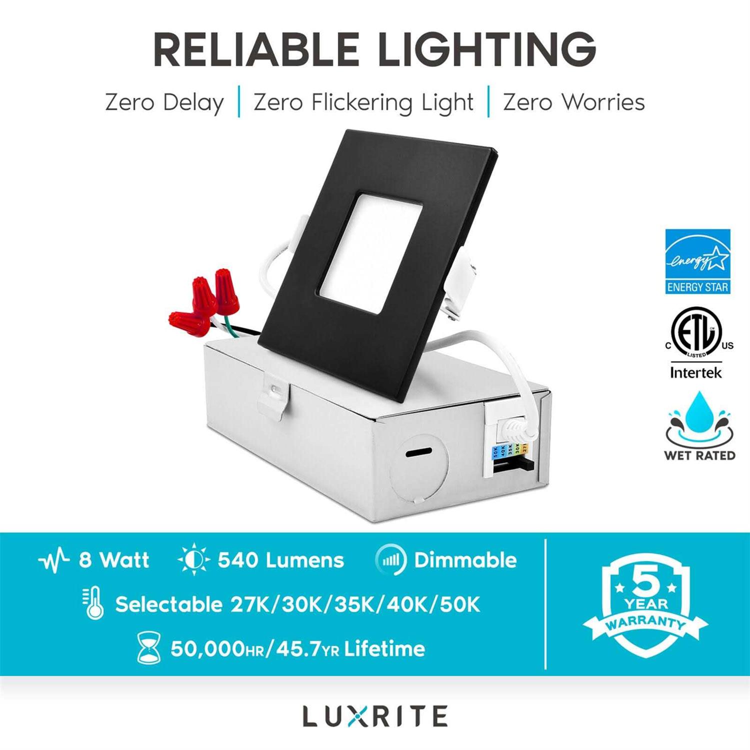 Luxrite 3 in. Canless Ultra Thin J-Box 8-Watt CCT 2700K LR23754 LR23855-4PK - Image 5