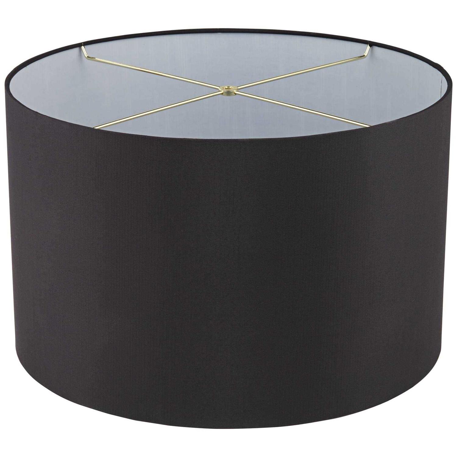 Springcrest Black Faux Silk Large Tapered Drum Lamp Shade Top x Bottom x Slant x High Replacement with Harp and - Image 3