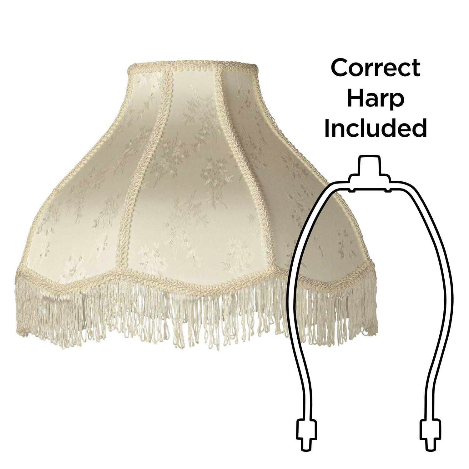 Springcrest Set of 2 Scallop Dome Lamp Shades Cream Large 6 Top x 17 Bottom x 11 High Spider Replacement Harp and Finial Fitting - Image 5