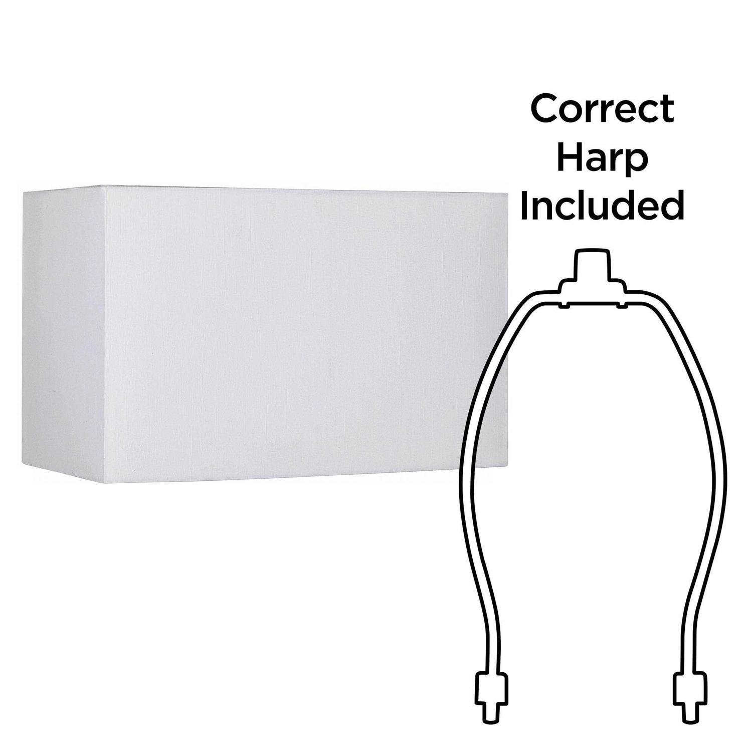 Springcrest Set of 2 White Medium Hardback Rectangular Lamp Shades 16 Wide x 8 Deep x 10 High Replacement with Harp and Finial - Image 4