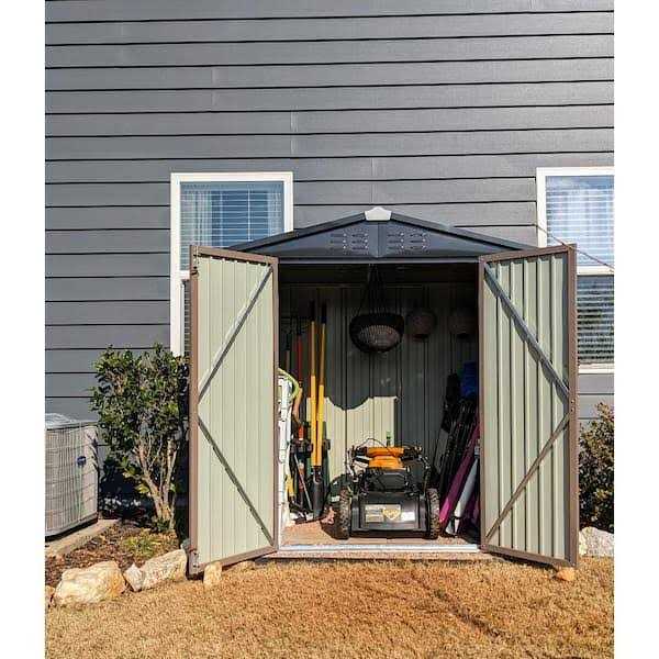 Patiowell 6 ft. D Outdoor Storage Metal Shed with Sloping Roof and Double Lockable Door - Image 3