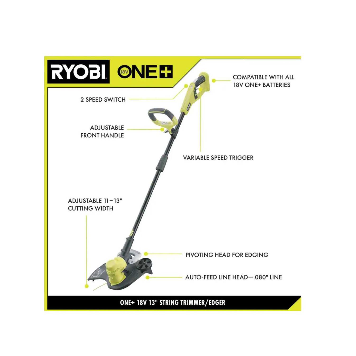 RYOBI ONE+ 18V 13 Cordless Battery String Trimmer - Image 5