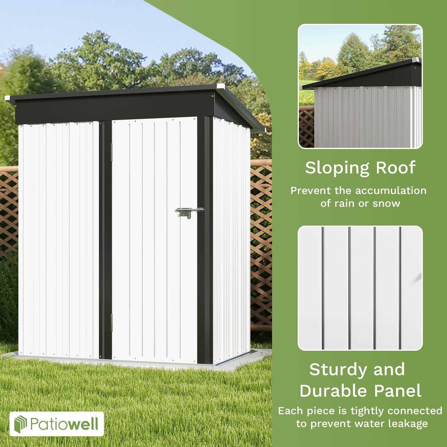 Patiowell 5x3 FT Outdoor Storage Shed, Garden Tool Shed with Sloping Roof and Lockable Door - Image 5