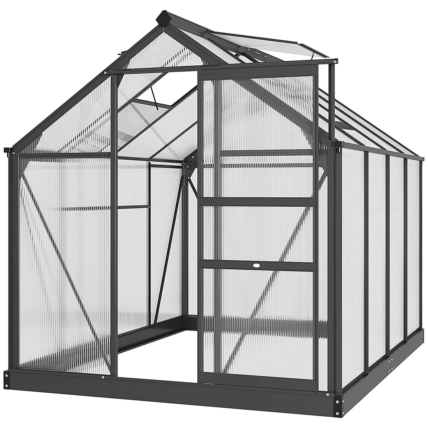 Outsunny 6' x 7' Polycarbonate Greenhouse Aluminum Walk-in Greenhouse Vent Garden - Image 5