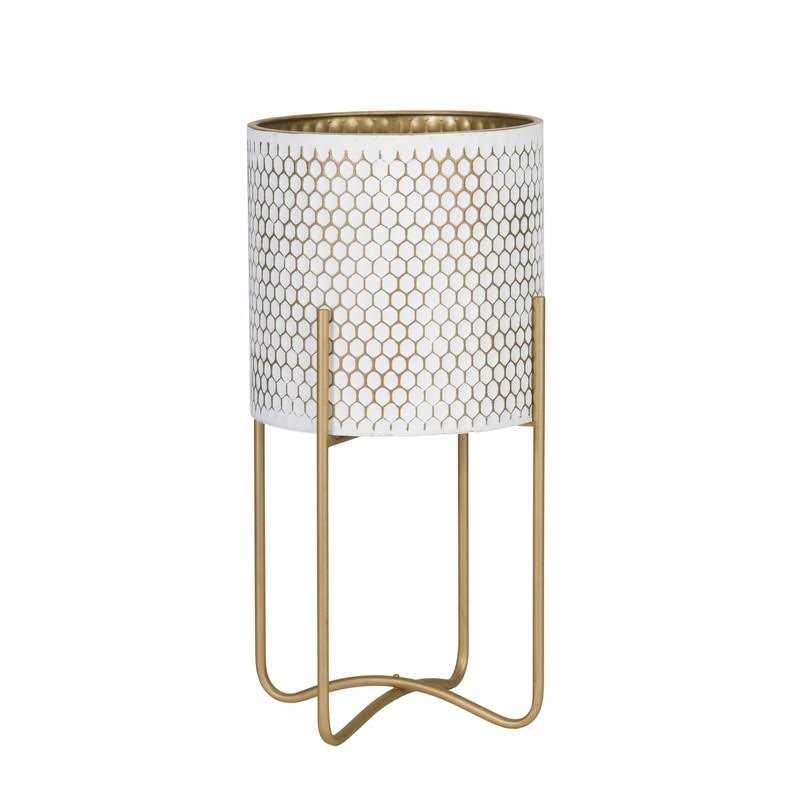 Aspire Home Accents Honeycomb Mid-Century Modern Planter with Tall Metal Base - Image 3