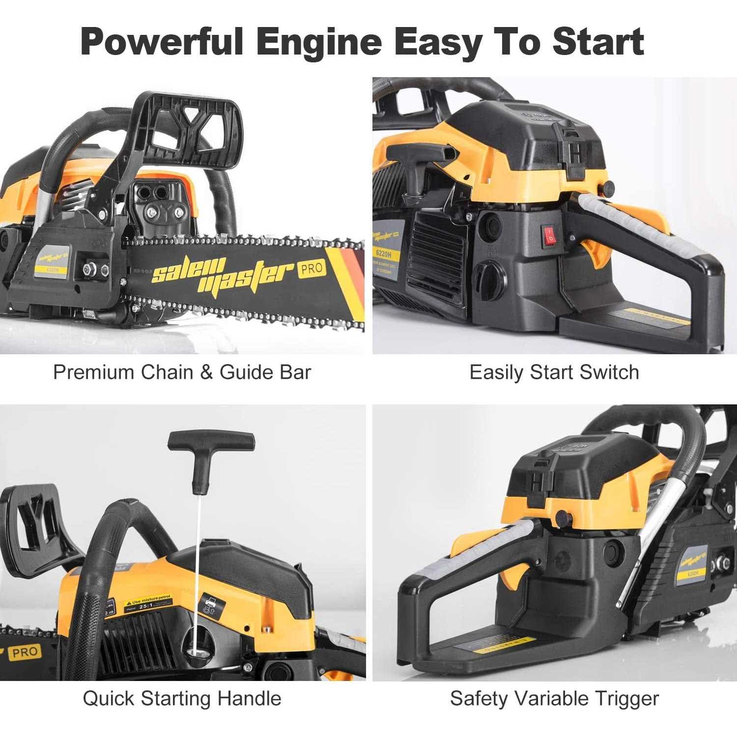 Salem Master 6220H Chainsaw for Trees GAS Powered 62cc 2-Cycle GAS Chainsaw - Image 3