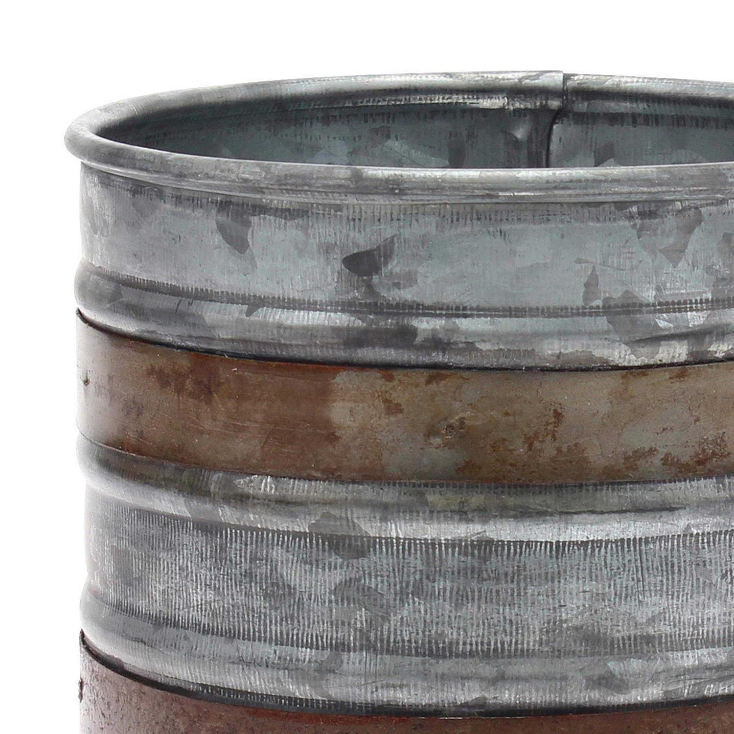 Stonebriar Galvanized Metal Container with Rust Detail Trim - Image 3