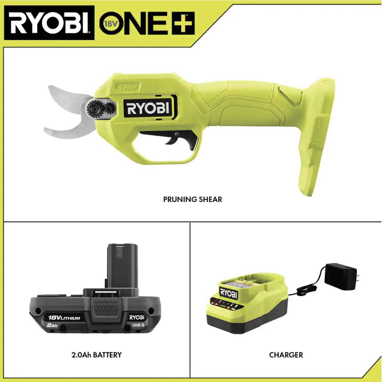 RYOBI ONE+ 18V Cordless Pruner with 2.0 Ah Battery and Charger - Image 3