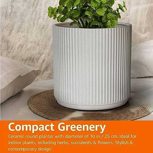 Amazon Basics Fluted Ceramic Round Planter - Image 3