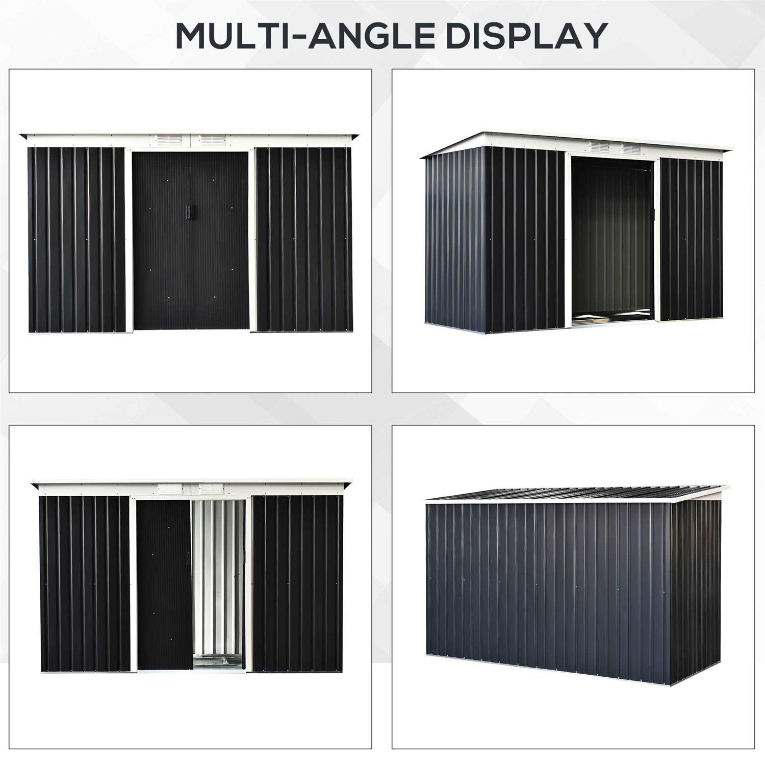 Outsunny 9' x 4' Metal Garden Storage Shed Tool House with Sliding Door Spacious Layout & Durable Construction for Backyard - Image 3