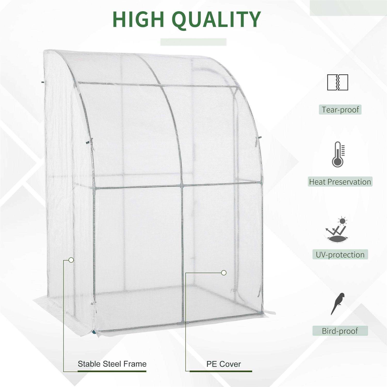 Outsunny 7' x 7' Outdoor Walk-In Greenhouse, Plant Nursery with Roll-up and PE Cover - Image 5