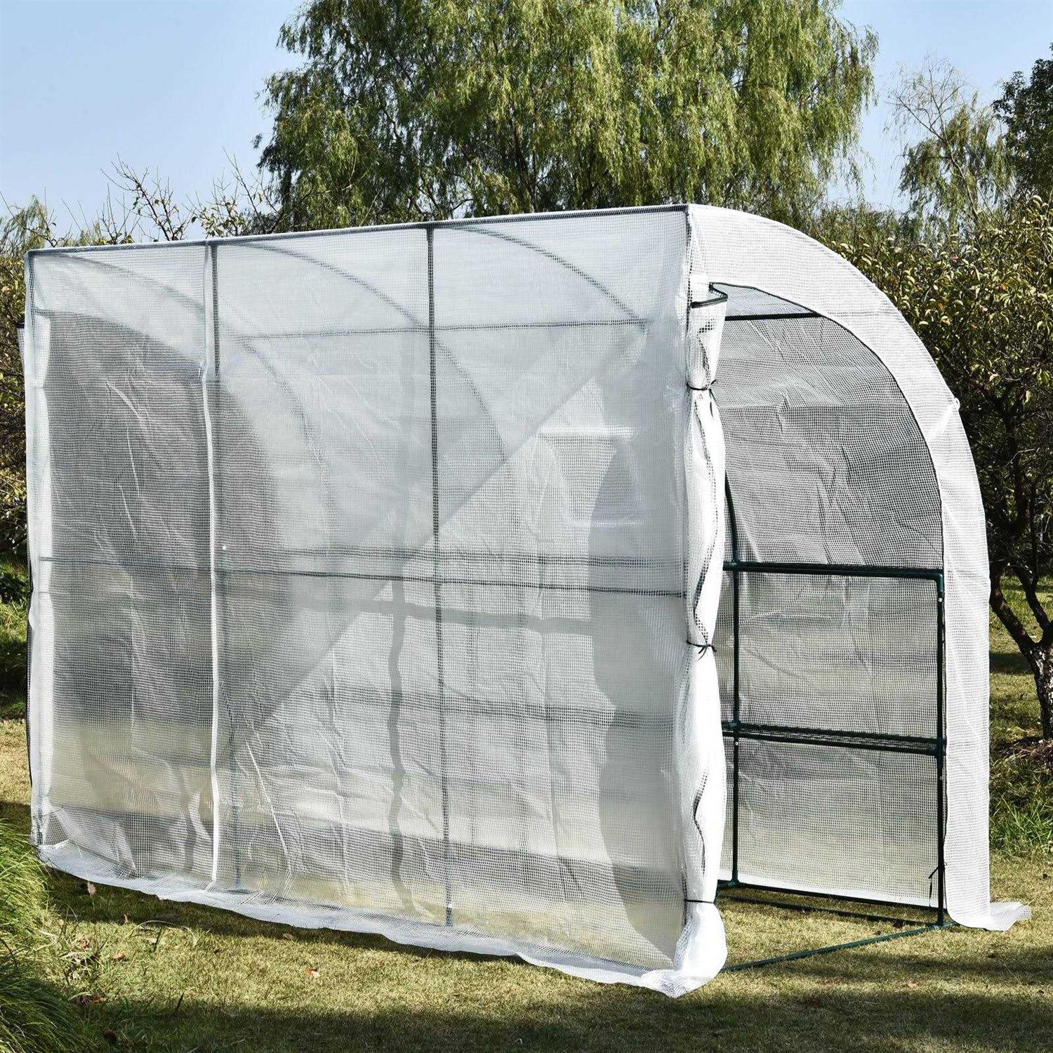 Outsunny 7' x 7' Outdoor Walk-In Greenhouse, Plant Nursery with Roll-up and PE Cover - Image 4