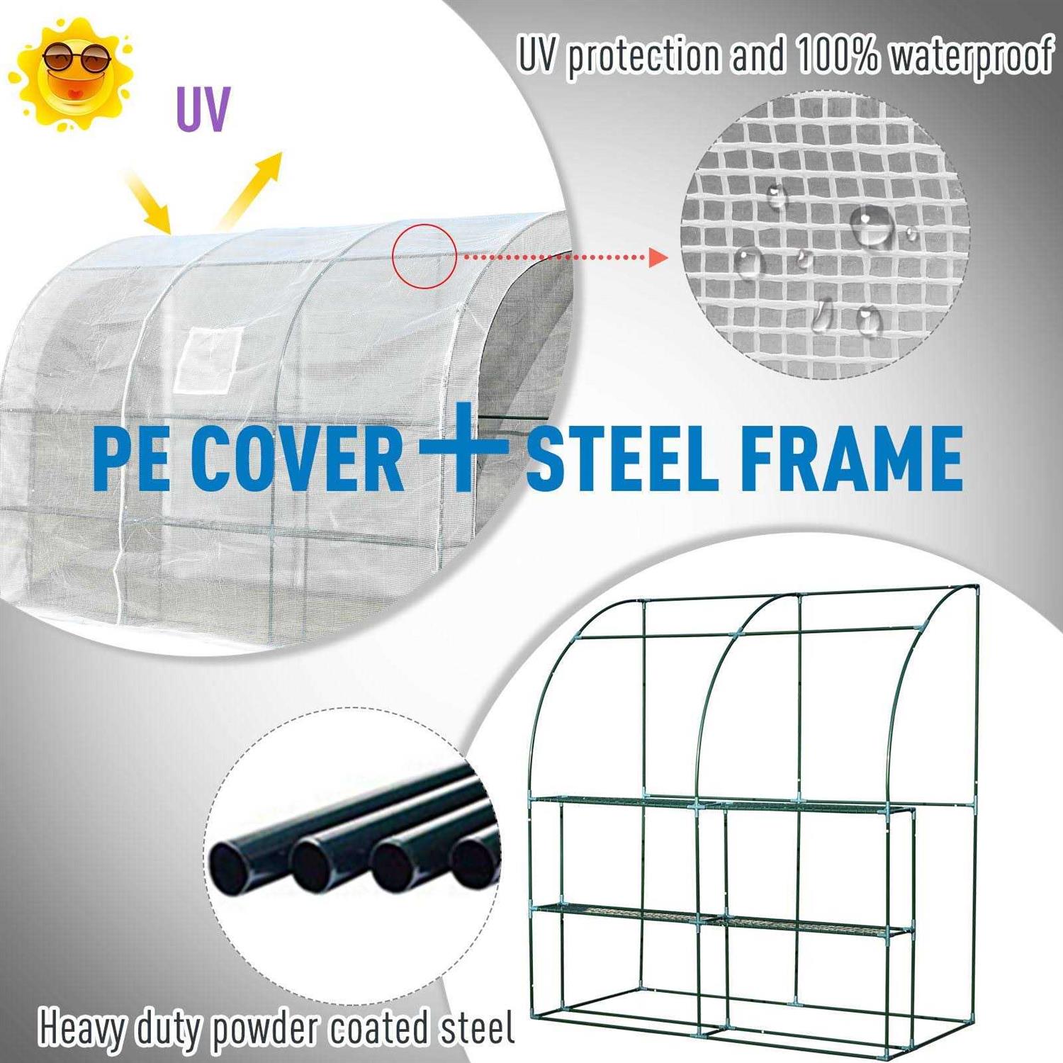 Outsunny 7' x 7' Outdoor Walk-In Greenhouse, Plant Nursery with Roll-up and PE Cover - Image 5