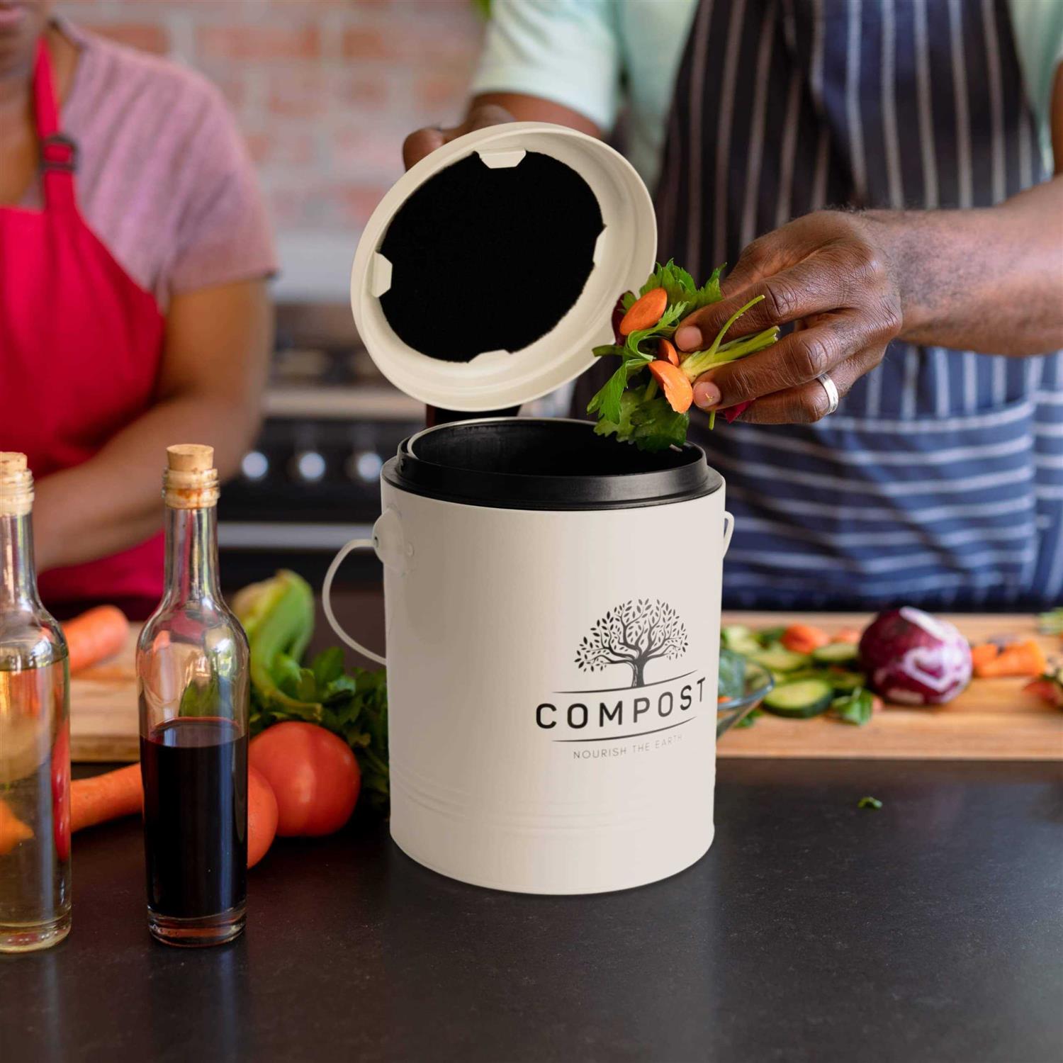 PERFNIQUE Kitchen Compost Bin, 1.3 Gallon Countertop Compost Bin with Lid, Indoor Compost Bucket includes Inner Bucket Liner and Carbon Filter - Image 5