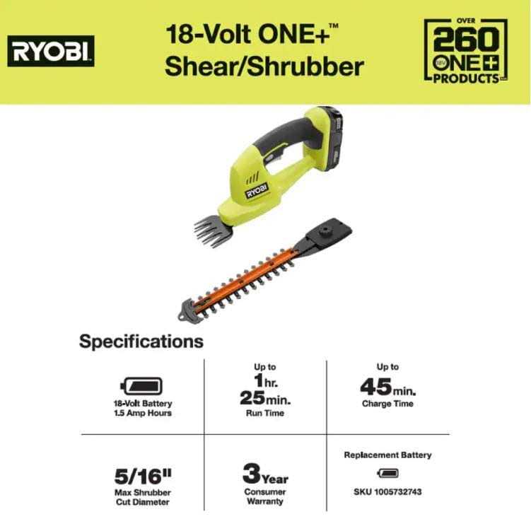 RYOBI ONE+ 18-Volt Lithium-Ion Cordless Grass Shear and Shrubber Trimmer - Image 4