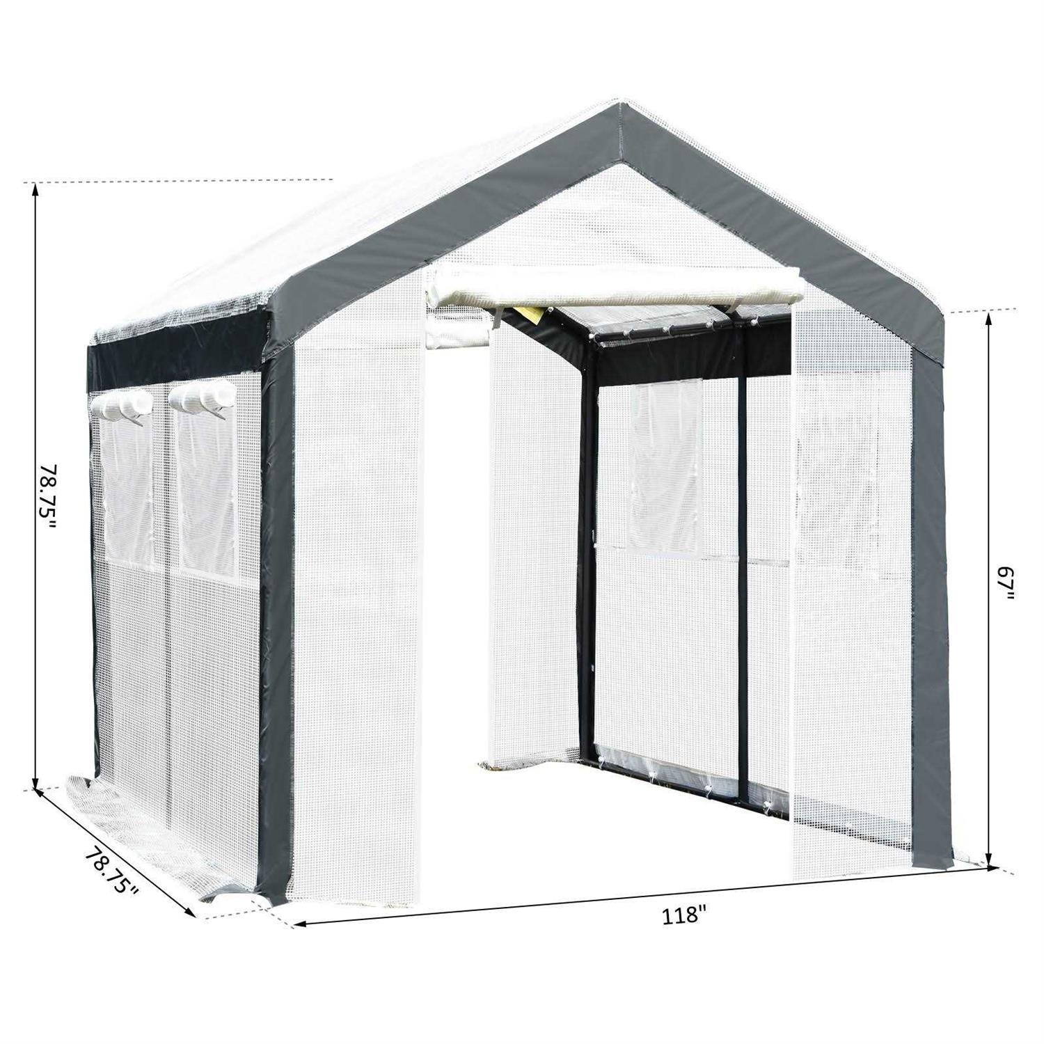 Outsunny 12' x 7' Walk-in Garden Greenhouse Outdoor Hot House w/ Roll Up Door - Image 3