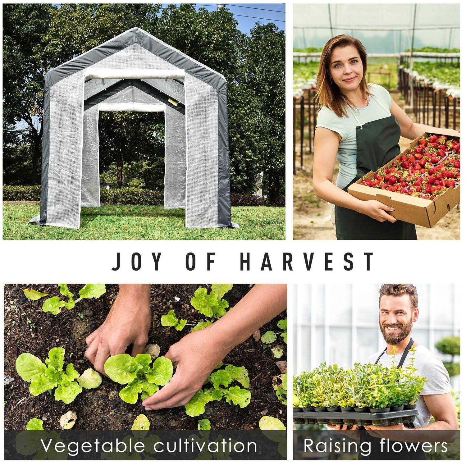 Outsunny 12' x 7' Walk-in Garden Greenhouse Outdoor Hot House w/ Roll Up Door - Image 5