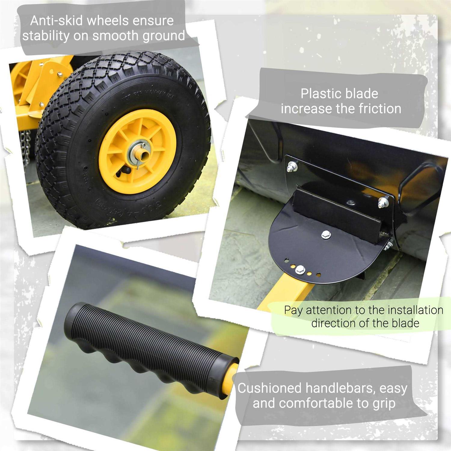 Outsunny Snow Shovel Rolling Pusher with 29'' Blade - Image 5