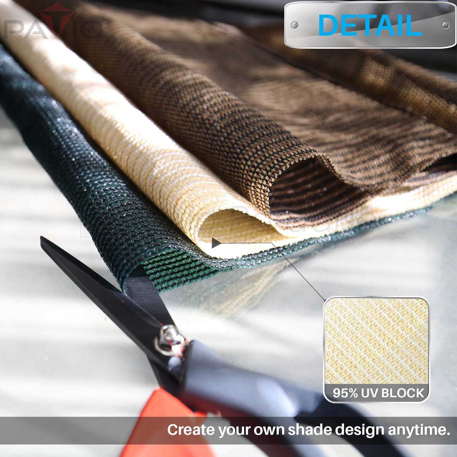 Patio Paradise 8 x 15 Sunblock Shade Cloth Roll Sun Shade Fabric 95% UV Resistant Mesh Netting Cover for Outdoor,Backyard - Image 5