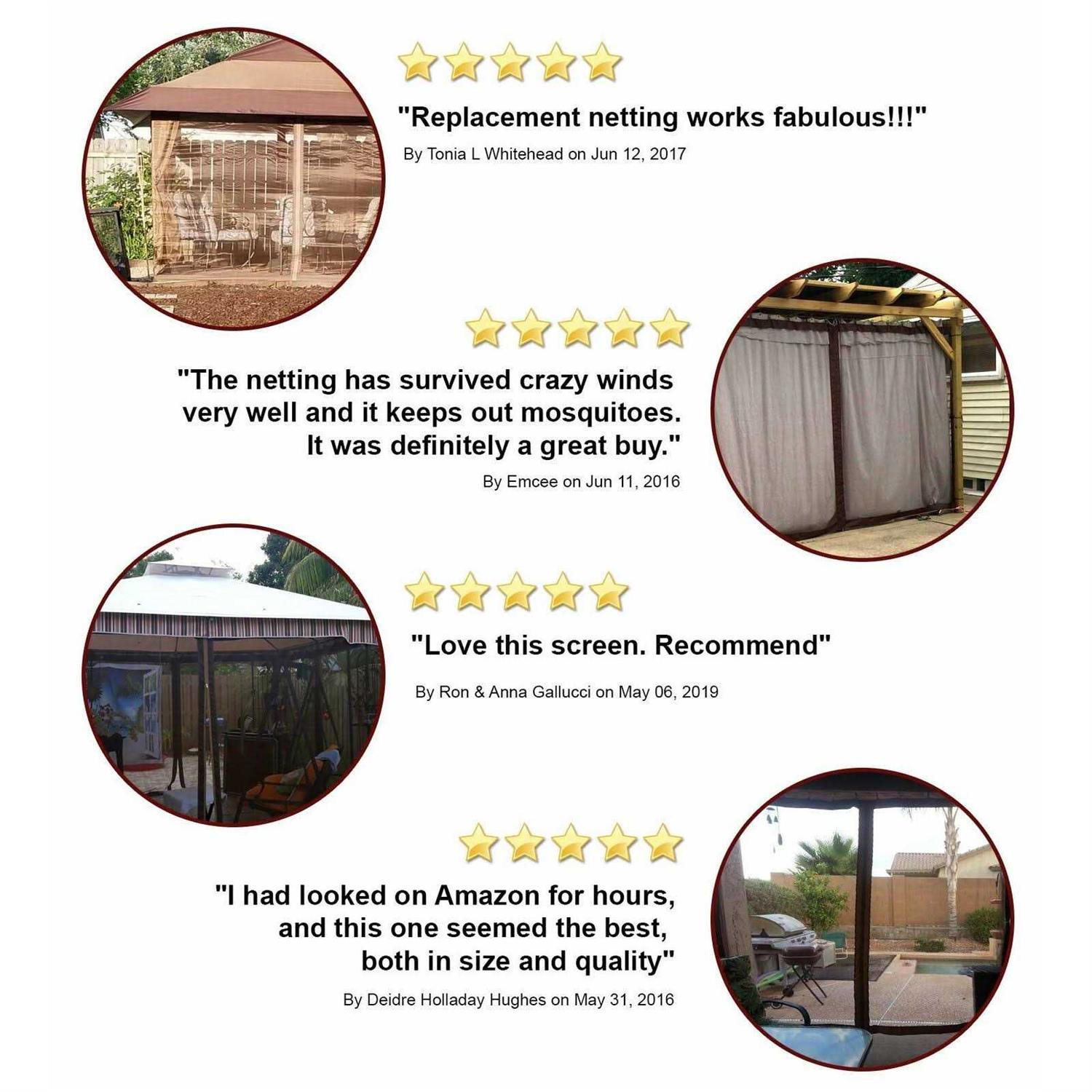 Sunjoy Keep Mosquitoes Out of Your 10 x 10 Gazebo with This Four Panel Pack of Easy to Netting with Zippers - Image 5