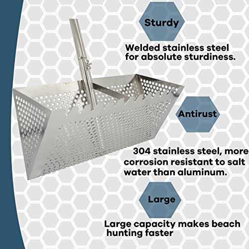 Sand Fleas Rake Stainless Steel Sand Sifter Detachable 47 Inches Long Handle - Image 3