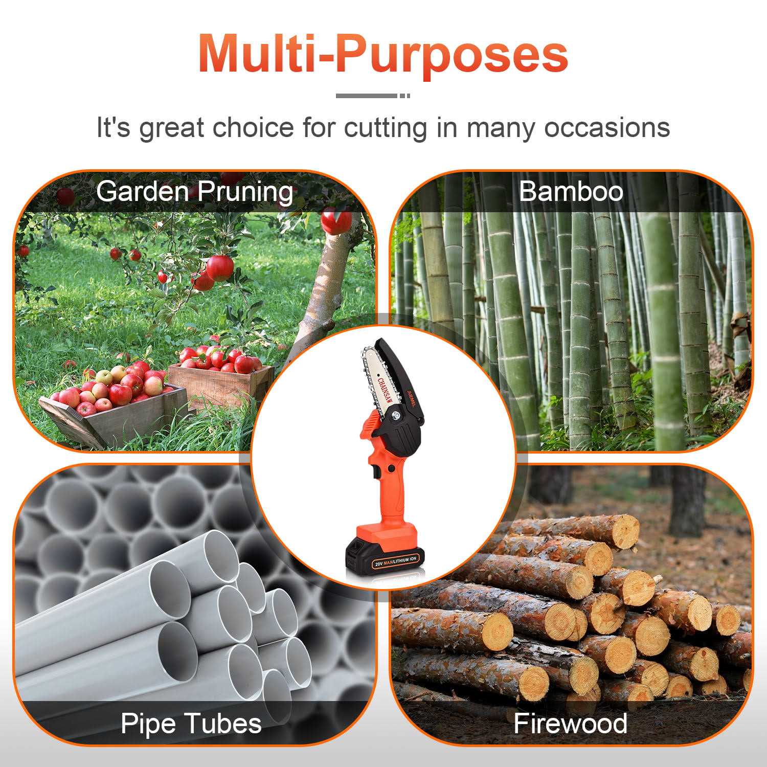 Juemel Mini Chainsaw with 2 Batteries 20-Volt 4-inch Portable Cordless Chain Saw for Wood Cutting Tree Trimming - Image 4