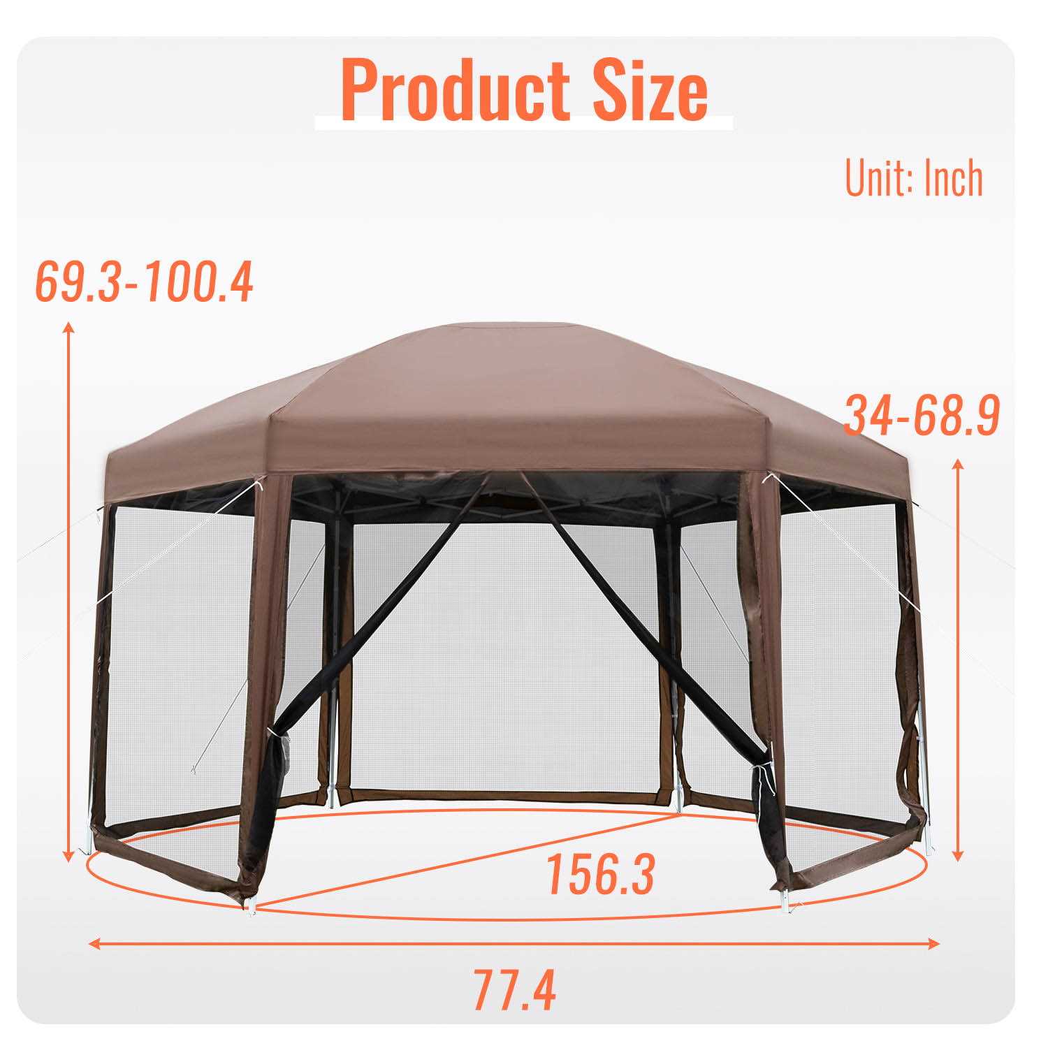 Paylesshere 13x13ft Hexagonal Gazebo Party Tent Pop up Gazebo Screen House with Mosquito Netting Carry Bag Waterproof Easy Set up and Adjustable - Image 4