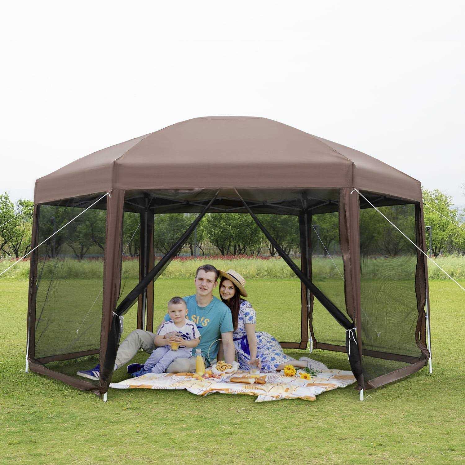 Paylesshere 13x13ft Hexagonal Gazebo Party Tent Pop up Gazebo Screen House with Mosquito Netting Carry Bag Waterproof Easy Set up and Adjustable - Image 5