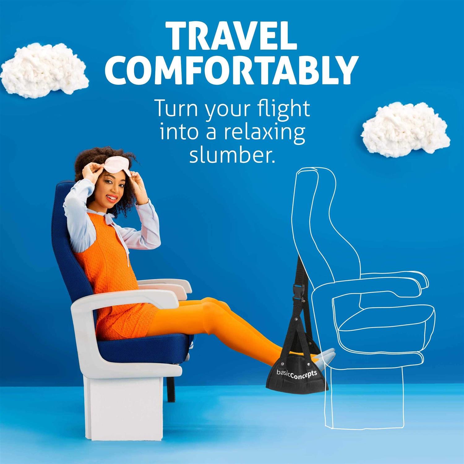 Basic Concepts Airplane Foot Hammock Perfect Airplane Footrest to Relax Your Feet - Image 3