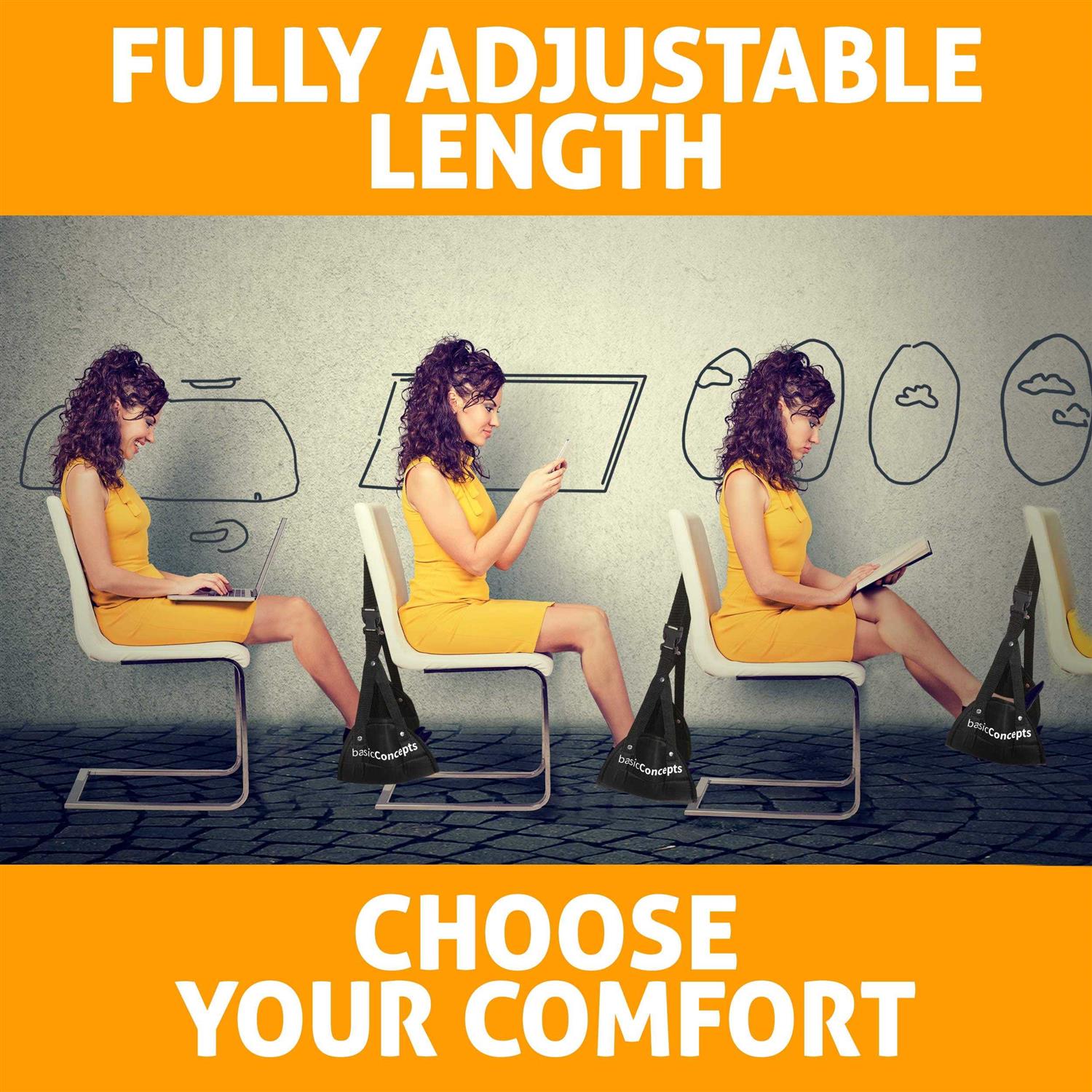 Basic Concepts Airplane Foot Hammock Perfect Airplane Footrest to Relax Your Feet - Image 4