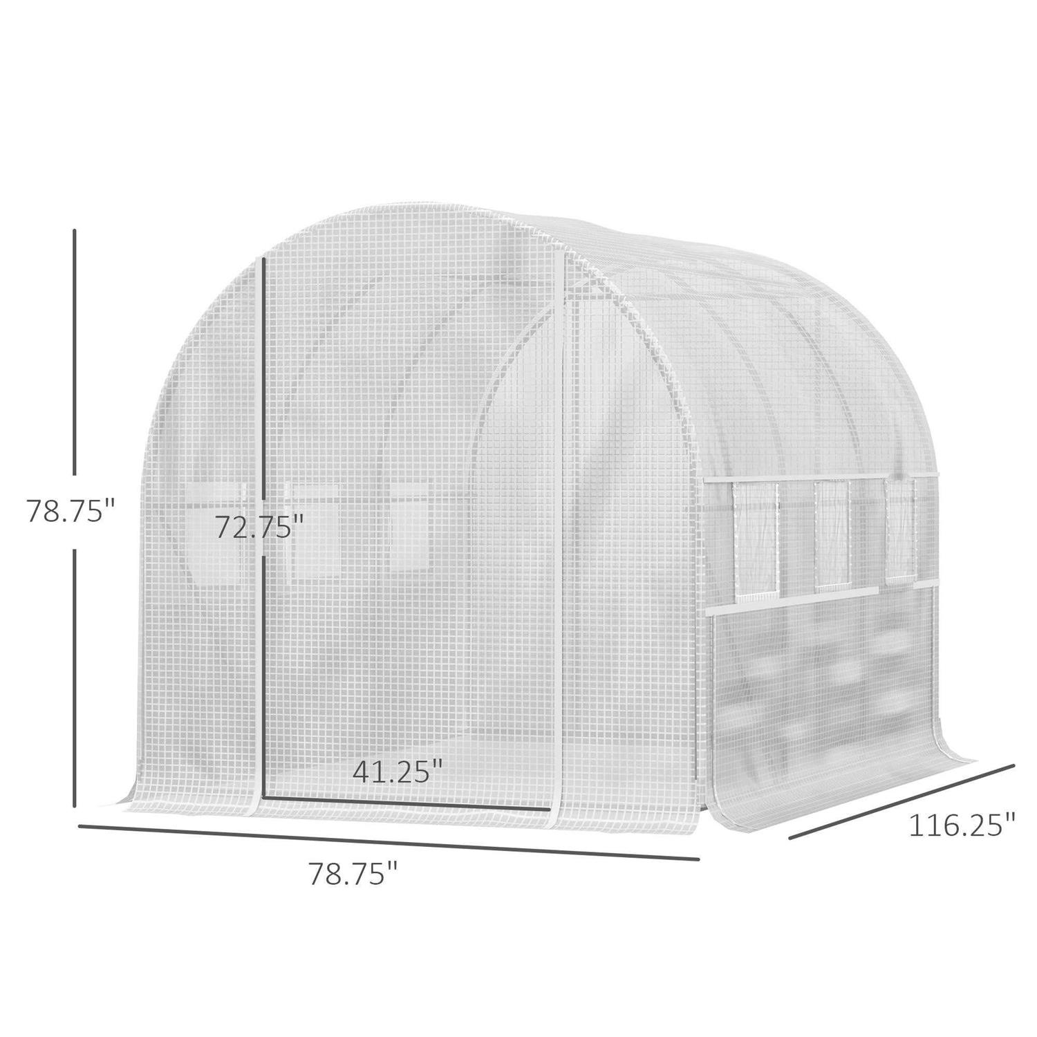Outsunny 10' x 7' x 7' Walk-in Tunnel Greenhouse with Quality PE Cover, Zipper Doors and Mesh Windows - Image 5