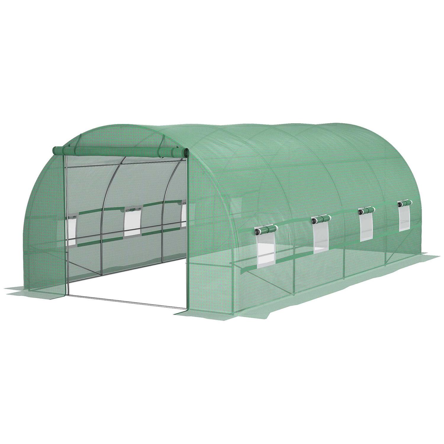 Outsunny Walk-In Tunnel Greenhouse with 8 Windows & Roll Up Door - Image 3