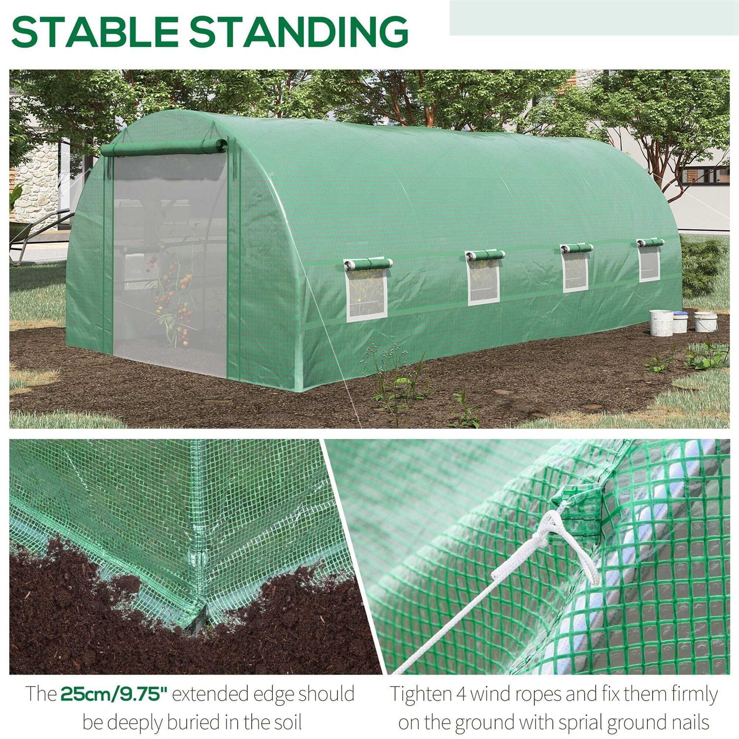 Outsunny Walk-In Tunnel Greenhouse with 8 Windows & Roll Up Door - Image 5