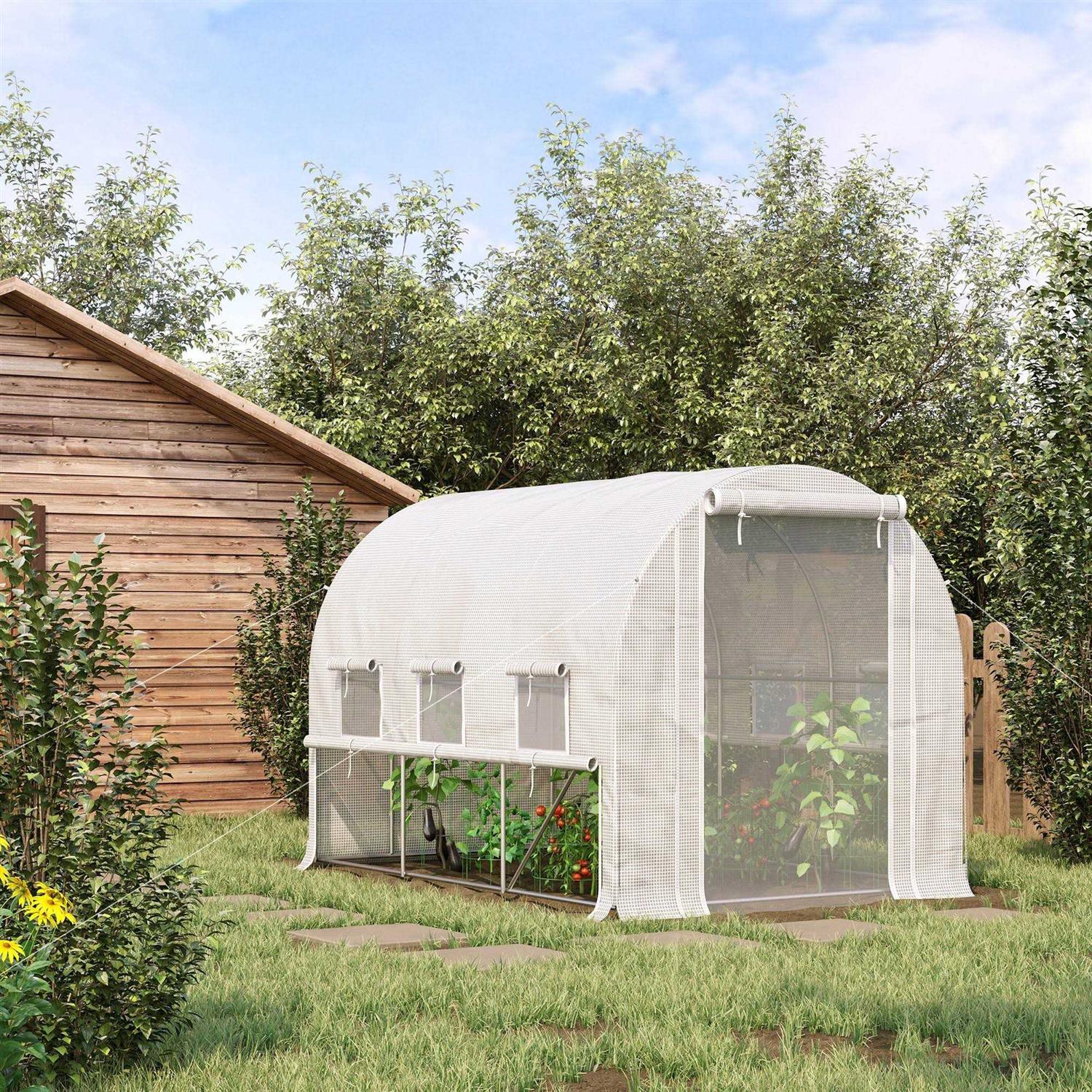 Outsunny 7' x 7' Walk-in Tunnel Greenhouse - Image 5