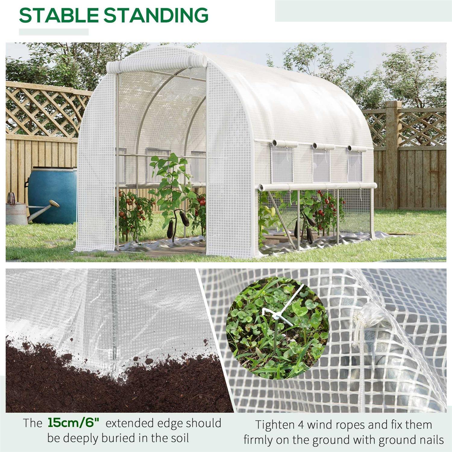 Outsunny 7' x 7' Walk-in Tunnel Greenhouse - Image 5