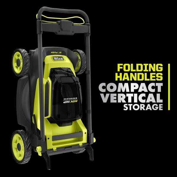 RYOBI 40V HP Brushless 20 in. Cordless Battery Walk Behind Push Mower & String Trimmer with Batteries and Chargers - Image 3